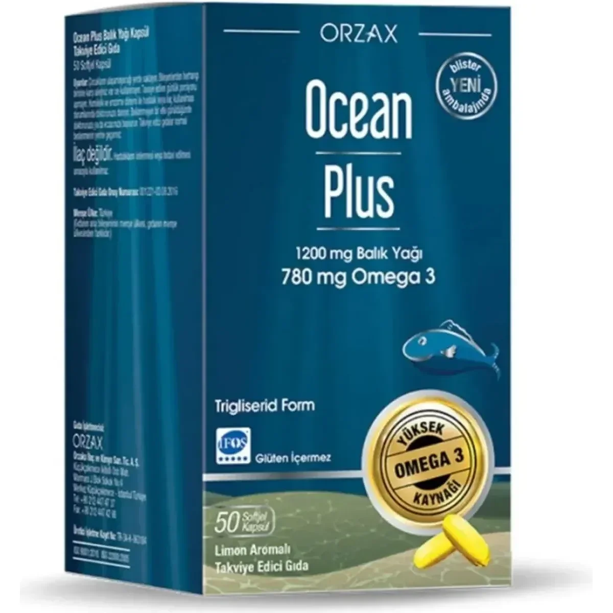 Orzax Ocean Plus Saf Balık Yağı 1200 mg 50 Kapsül - Omega 3 Balık Yağı Takviyesi - ORZAX