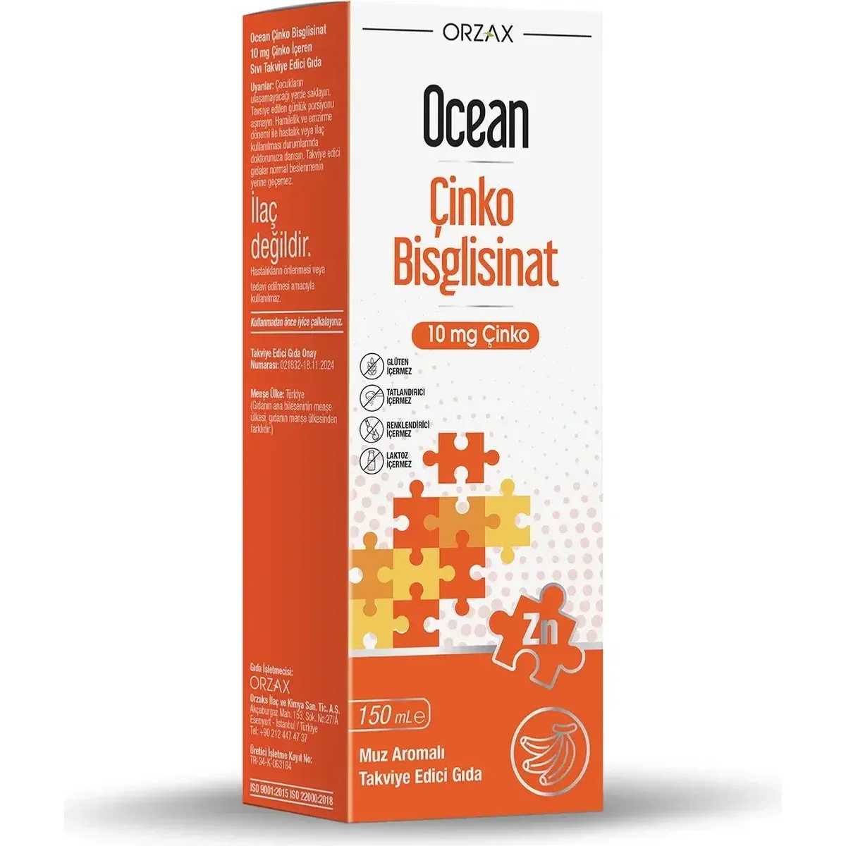 Ocean Çinko Bisglisinat 10 mg Likit 150 ml