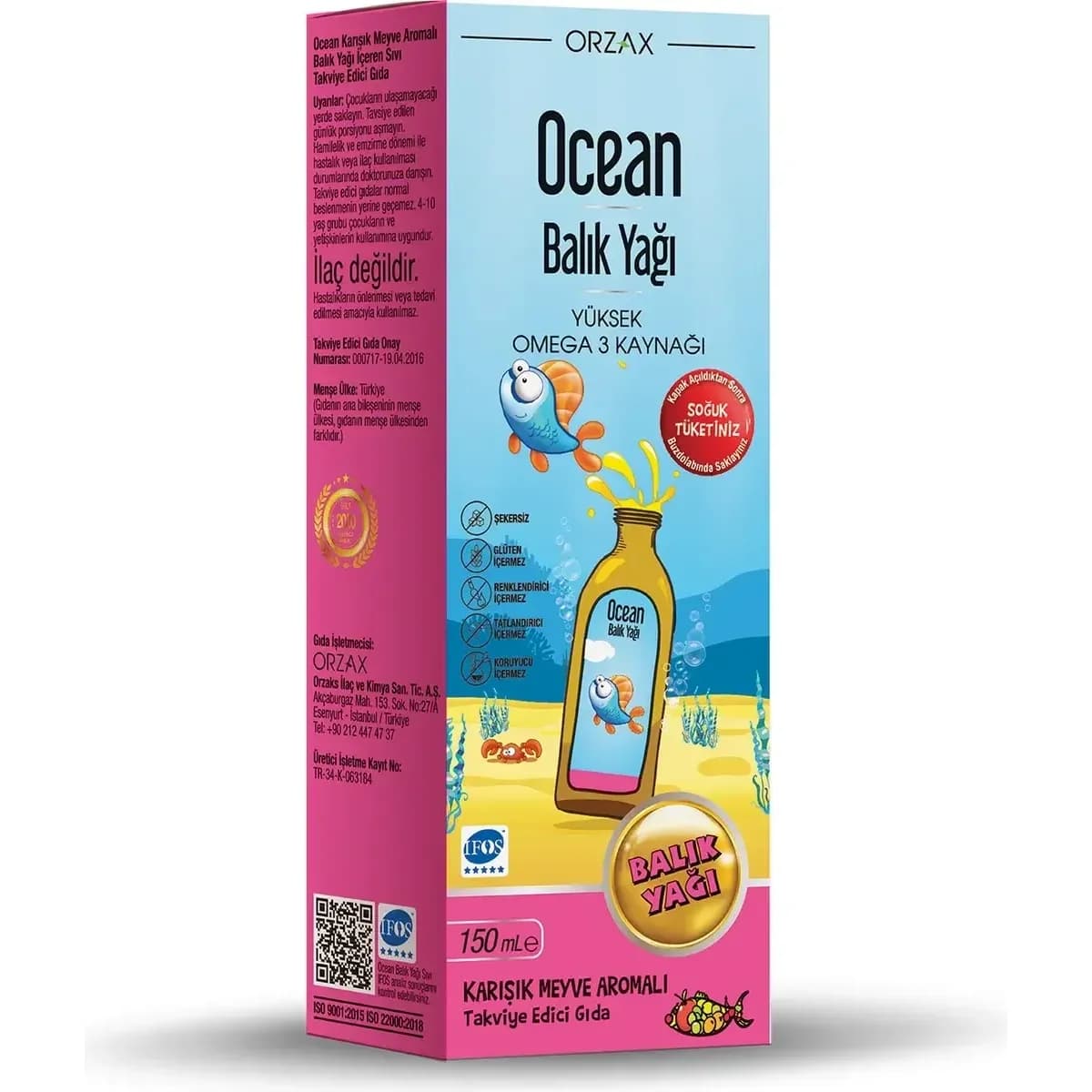 Ocean Karışık Meyve Aromalı Balık Yağı 150 mL Likit